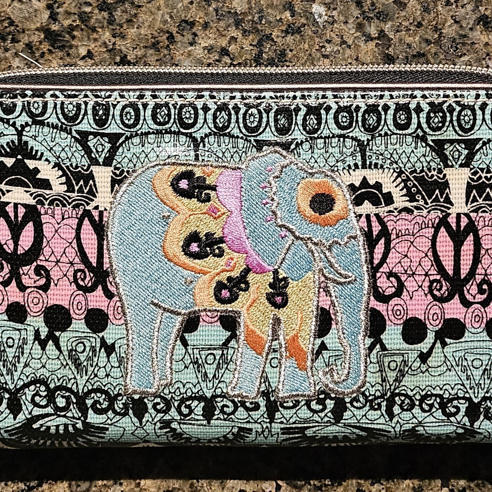 Colorful Elephant Embroidered Wallet